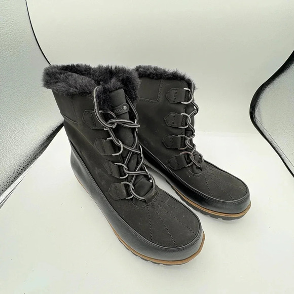 JBU Sleek Black Winter Boots with Faux Fur Lining - Picture 1 of 4